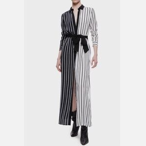 Alice + Olivia Chassidy Colorblock Stripe Long Sleeve Maxi Shirtdress Sz‎ XS